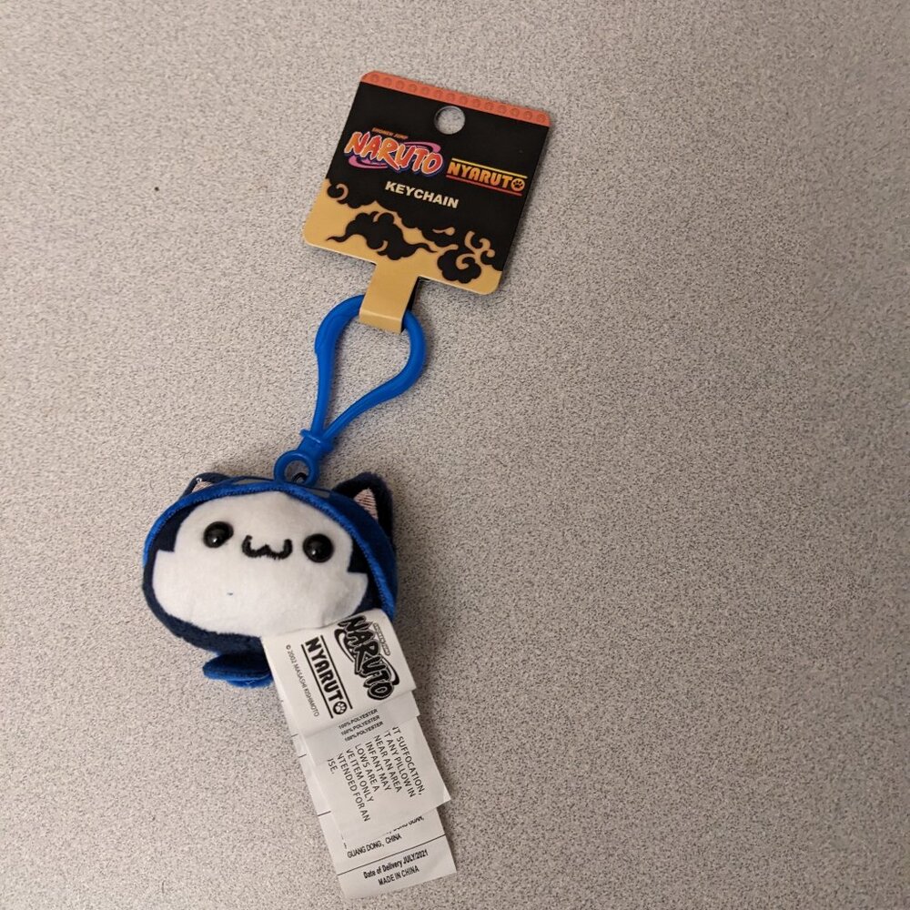 Nyaruto Naruto clip on Sasuke Uchiha cat mini plush keychain